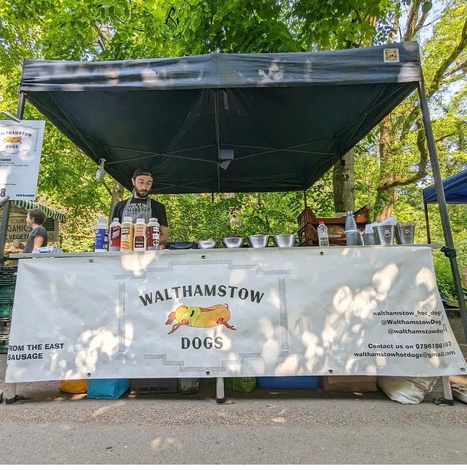 The Walthamstow Dogs stall set up at Walthamstow Market